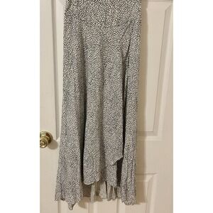 Japna Cream w/ Black Floral Print Pleated Fully Lined Midi Skirt - X Small